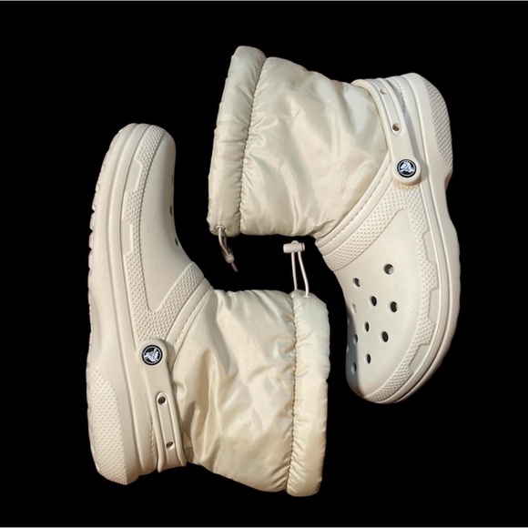 CROCS Cream Rain & Snow Boots with Drawstring Closure main image 5